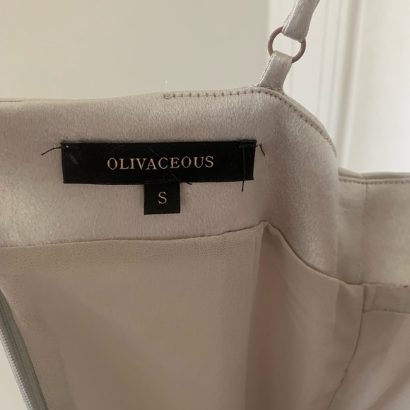 OLIVACEOUS SATIN SILVER GORGEOUS MINI DRESS - Picture 4 of 6